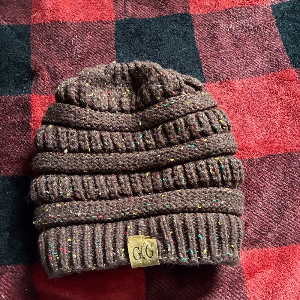 Kids Brown Speckled Knit Beanie